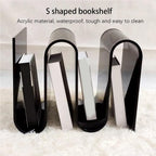 S Shaped Acrylic Side Table, Sleek Nightstand, Acrylic Coffee Table, Clear Bedside Table, Magazine Bookshelf, End Table for Living Room, Bedroom, Study, Patio(Orange)