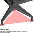 wonline Waiting Room Chairs 2 Seat w/Table, Waiting Room Chairs with Arm, Office Furniture Lobby Conference Reception Bench Office Guest Seating for Clinic Airport Hospital Barber Salon Bank