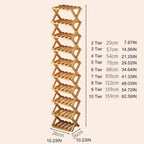 The 9-Tier No-Assembly Bamboo Rack, Foldable Accordion Corner Shoe Shelf, Collapsible Vertical Shoe Organizer with 3–9 Tier Options for Entryway,Closet and Small Spaces (Wood, 6 Tier)