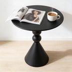 Metal Martini Table, 15.7" Small Drink Table with Round Pedestal Design, Modern Nightstand Accent End Tables for Living Room Bedroom Sofa Corner Office (Black)