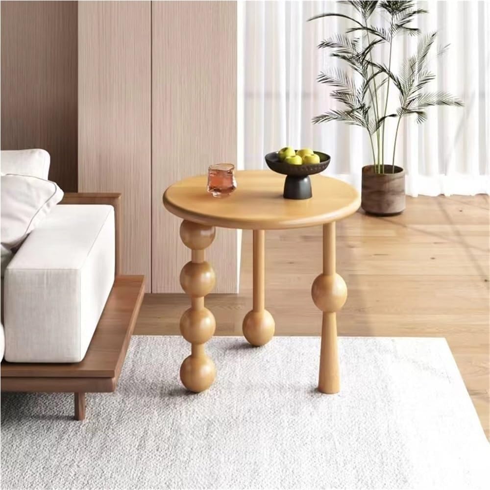 Creative Design Small Coffee Table Wood Round Side Table Retro Style 3-Legged Stable Practical End Table for Living Room Home Lightweight(Black)