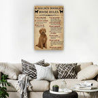 Panfegzi Golden Doodle Dog House Rules Retro Poster Wall Art Pictures for Bedroom Deco Home Canvas Colouring Painting Decoration Print Artwork Giclee (16.00''x24.00'',Unframed)