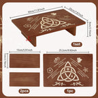 PH PandaHall Altar Table, 11.8"x7.8" Seasons of the Soul Theme Wooden Meditation Table Rectangle Engraved Trinity Knot Patterns Wiccan Tables for Room Engraved Mystic Decor Witchcraft Supplies