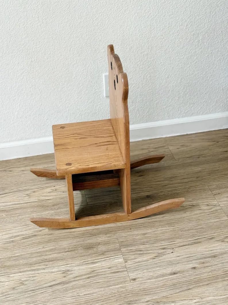Vintage Childrens Teddy Bear Wood Rocking Chair| Baby Nursery| Kid's Bedroom