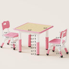 Brelley Kids Table and 2 Chairs Set, Height Adjustable Toddler Desk and Chair Set, Graffiti Desktop, Classroom/Daycare/Home, Children Multi-Activity Table for Ages 3-8