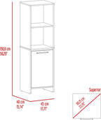 Kitchen Pantry 59" H,Two Open Storage Shelves,Single Door Cabinet,Two Interior Shelves,White
