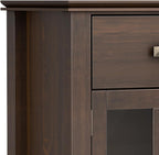 SIMPLIHOME Artisan Buffet - 54 inch Wide Solid Wood 3-Door Sideboard Buffet in Natural Aged Brown, Transitional Storage Cabinet for Dining Room or Kitchen with Adjustable Shelves and Bronze Hardware