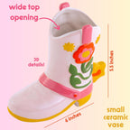 ban.do Small Ceramic Cowboy Boot Vase, Giddy Up | Cute Petite Cowgirl Boot, Colorful Ceramic Shelf Decor for Home or Office, Unique/Quirky/Funky/Fun Flower Vase or Pencil Cup