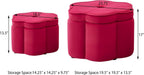 Set of 2 Ottoman with Storage,Flower Shape Petal Upholstered Storage Bench Large Ottoman for Living Room Bedroom Entryway (Rose Pink+ Velvet)