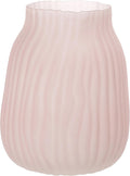 Large Ribbed Glass Vase 8in Frosted Pink Elegant Decorative Vases for Home Flowers Arrangements, Centerpieces, and Modern Décor