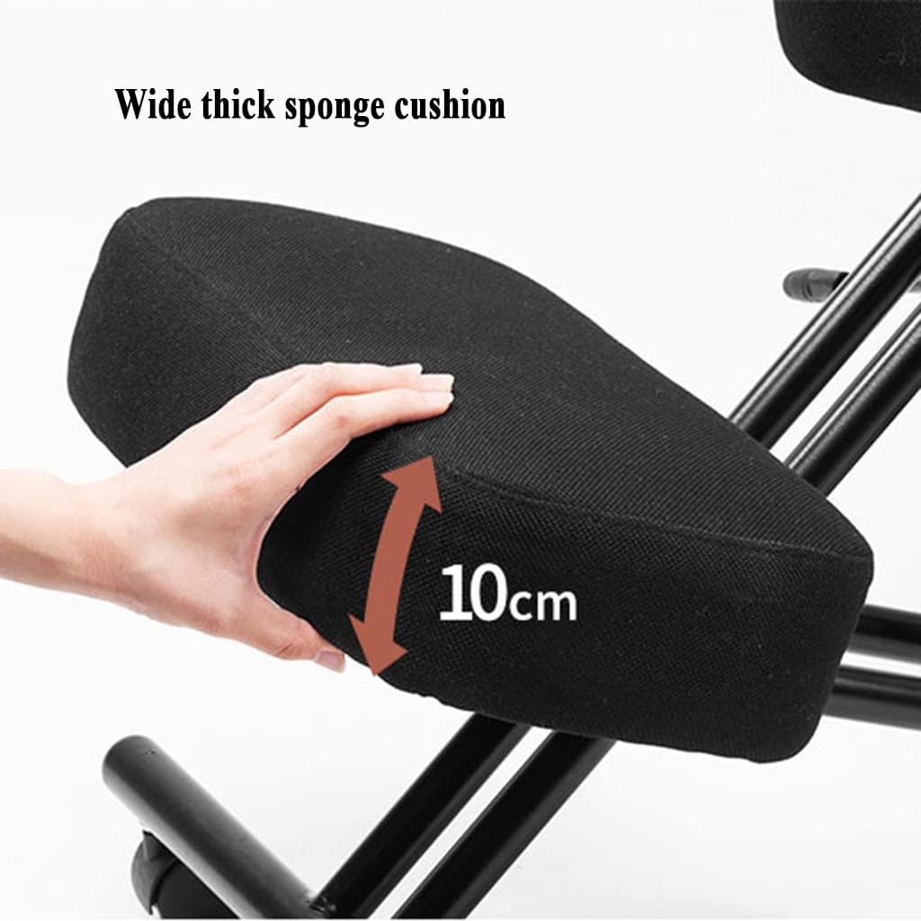 omic Kneeling Chair with Backrest and Armrests, Height and Angle Adjustable Posture Stool for Improved Sitting Position,Cloth Cover Models Black