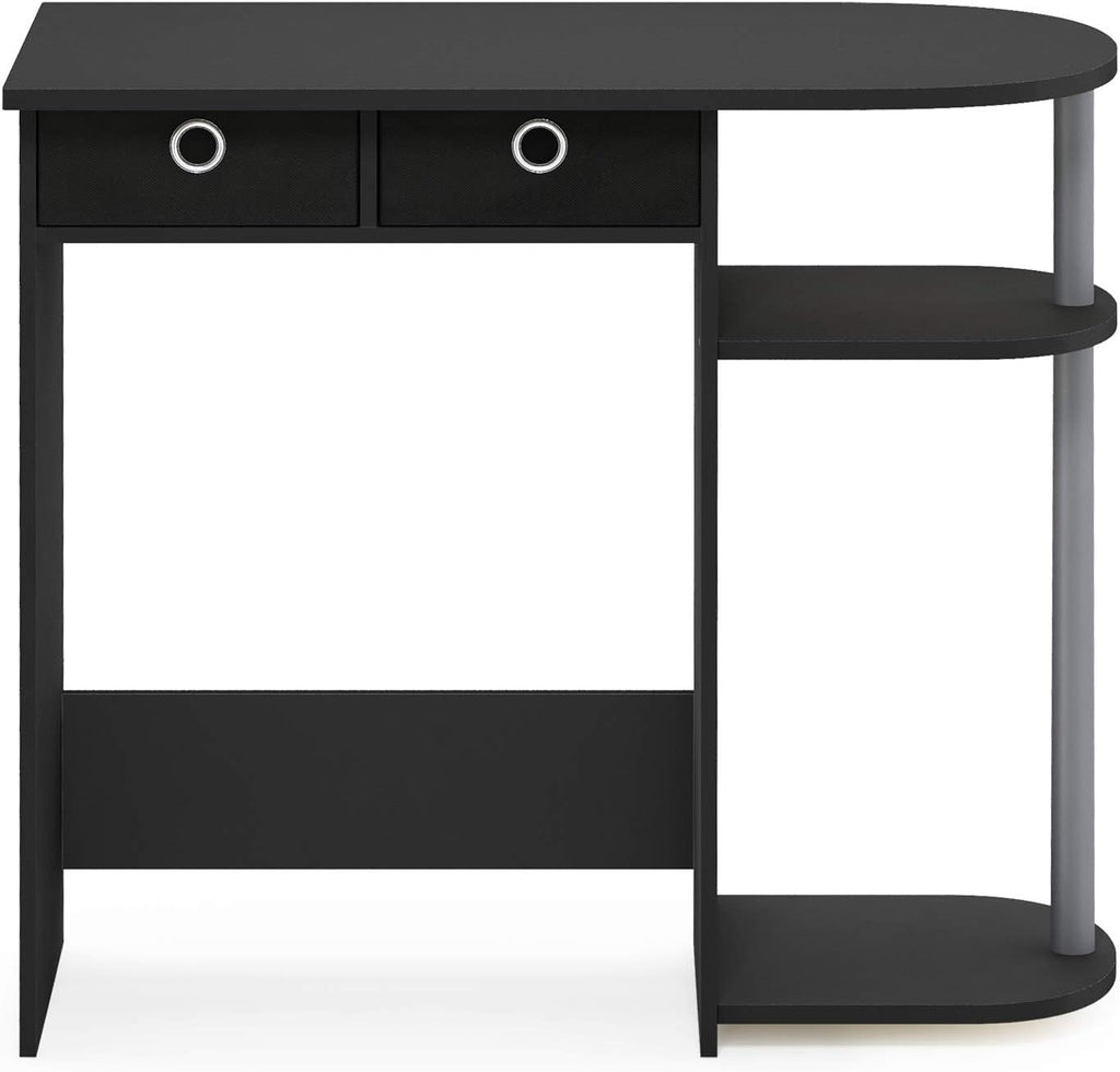 Furinno Go Green 32-Inch Black Computer Desk, Office Desk with 2 Side Shelves and Storage Bins, Rectangular Home Office Desk, Gaming Desk for Home Office, Bedroom, Study Room, Classic Black