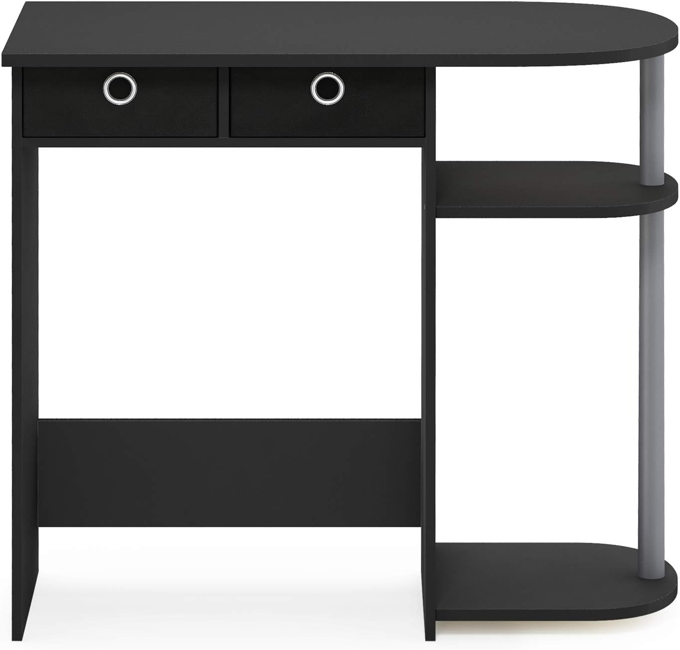 Furinno Go Green 32-Inch Black Computer Desk, Office Desk with 2 Side Shelves and Storage Bins, Rectangular Home Office Desk, Gaming Desk for Home Office, Bedroom, Study Room, Classic Black