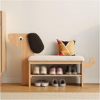 Wooden Shoe Bench with Cushion,shoe changing bench,Comfortable Padded Seat Cushion,shoe changing bench 77/88cm high x 32cm deep,Space Saving Stools,Easy to Assemble(Natural,A-60x42cm/23.6x16.5IN)