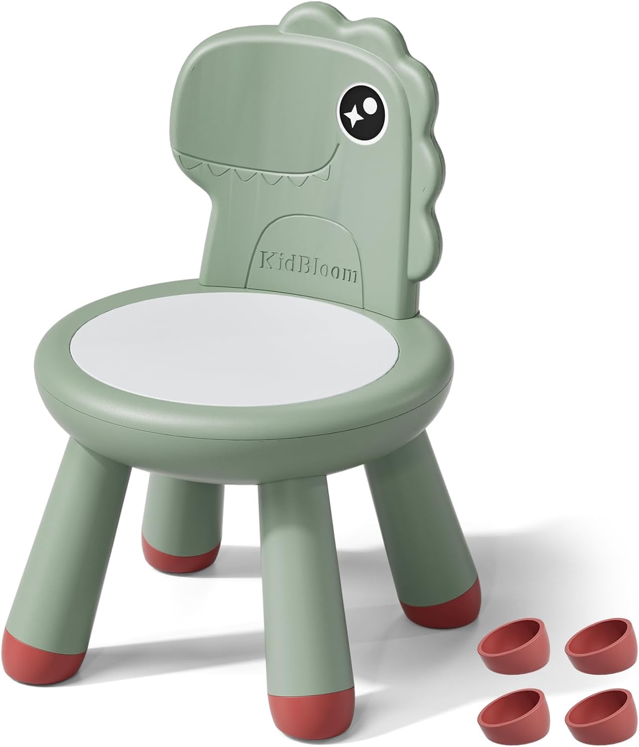 KidBloom Toddler Chair, Plastic Kids Dinosaur Chair, Anti-Slip Toddler Chairs for Table with Dinosaur Backrest, Multi Use Chairs for Kids 1–3, Green
