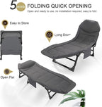 Camping Cot for Adults with Cushion, Portable Folding Camping Cot, 5-Position Folding Chaise Lounge Chairs(B1)