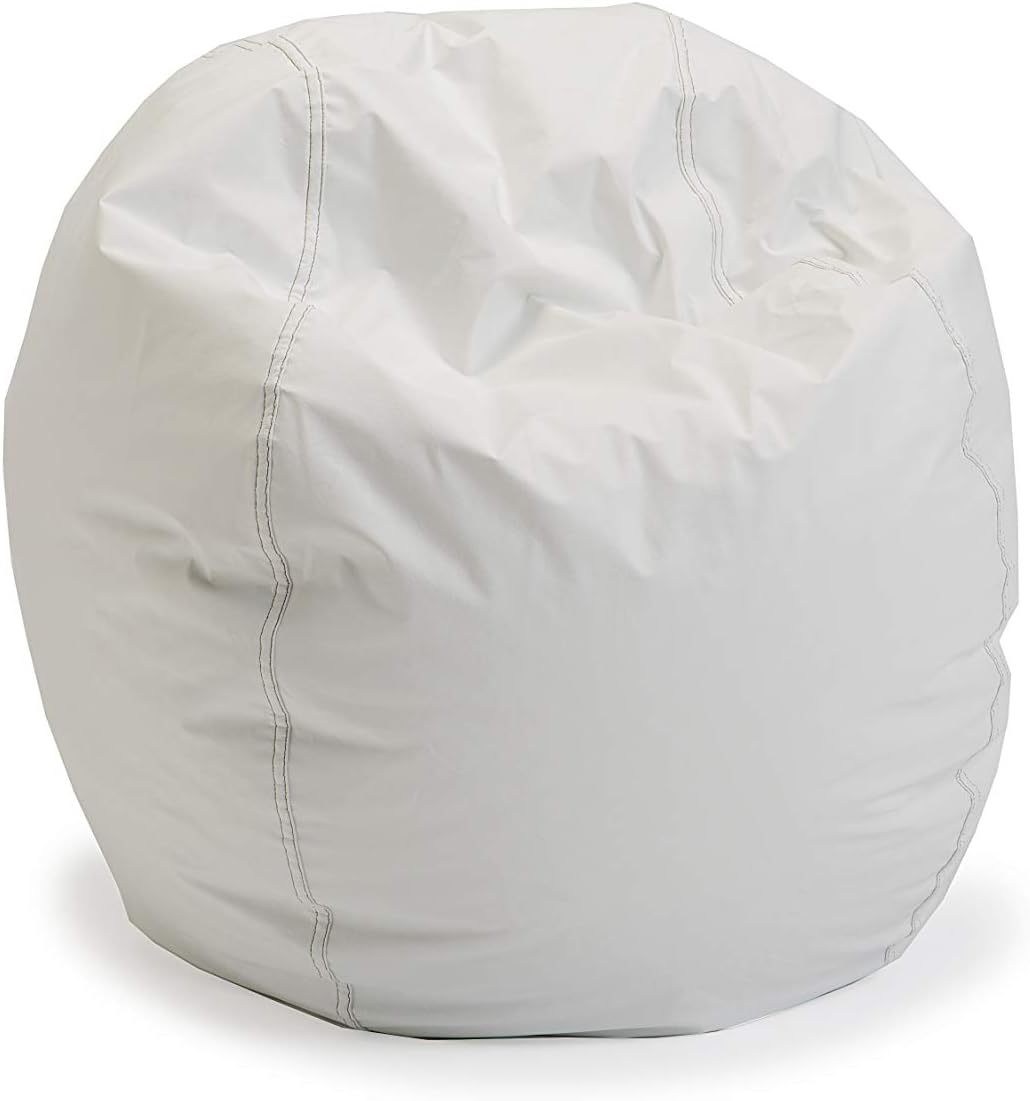 Child Bean Bag Chairs by Better American Products - Kid Sized Baseball Style Vinyl Bean Bag Chairs Perfect for Game Rooms and More (White)