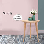 WoodShine Side Table Small Round Solid Wood Sofa End Tables Accent Nesting Coffee Table Natural(H:14.37inch)