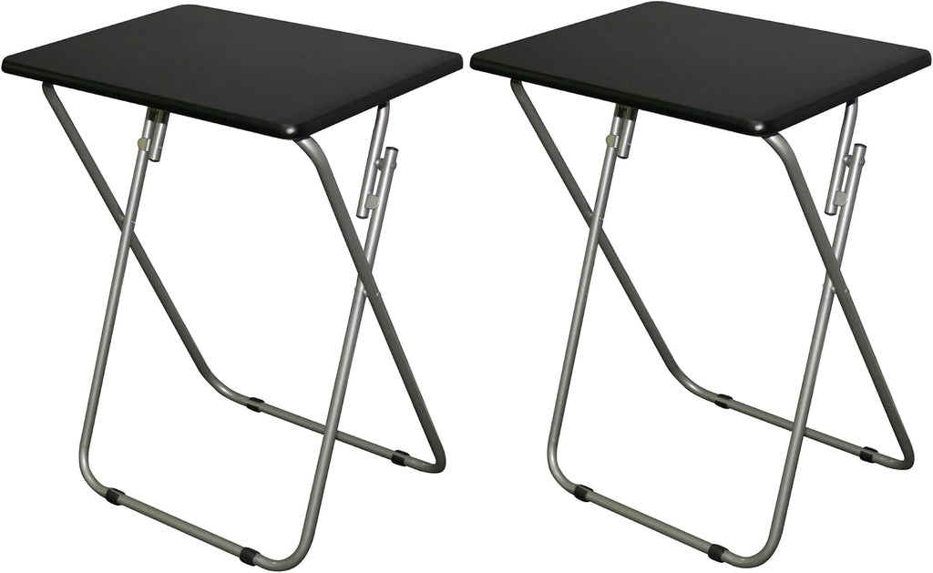 Folding TV Tray Tables, for Small Space, Black, Set of 2 | 19" X 15" X 26", For Eating, Portable Dinner Table, Couch & Living Room