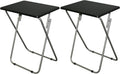 Folding TV Tray Tables, for Small Space, Black, Set of 2 | 19" X 15" X 26", For Eating, Portable Dinner Table, Couch & Living Room