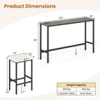 COSTWAY 4 Pieces Counter Height Bar Table Set with Power Outlet, 60" Farmhouse Modern Dining Table w/ 3 Padded Stools, Long Kitchen Island Table and Upholstered Chairs for Breakfast Nook, Small Spaces