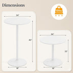 POWERSTONE Two-in-one Cocktail Tables Set of 6, 24'' Round Bar Tables with Sturdy Metal Base, 40"/22" Two Convertible Height High Top Pub Table, Coffee Table for Home Bar, Bistro, Dining Room, White