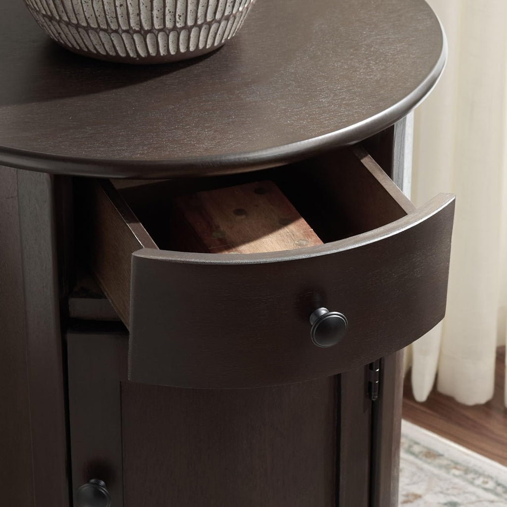 SAFAVIEH Furniture - Tabitha 1-Drawer Accent Table - Dark Chocolate - Solid Wood - Farmhouse Storage Design - Ideal for Living Room, Entryway, 17.7" W x 17.7" D x 26" H - Fully Assembled (AMH5712F)