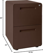 Laura Davidson Furniture Stockpile 2 Drawer Mobile File Cabinet with Lock - Under Desk Metal Filing Cabinet, Legal/Letter File Folders, Wheels and Stationary Feet, Pre-Assembled, Dark Brown