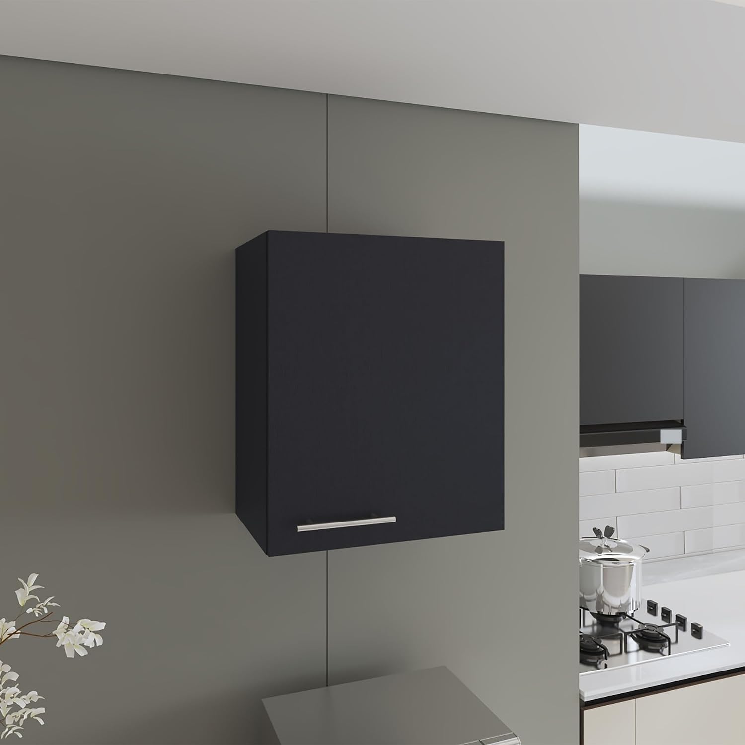 Modern Rustic Wall Cabinet with One-Door and Two Shelves, Farmhouse Storage Locker,for Kitchen Home