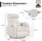 Swivel Rocker Recliner, Manual Glider Rocking Nursery Recliner Chair, Swivel Glider Reclining Chairs for Small Spaces, Living Room, Beige