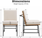 HEAH-YO Modern Dining Chairs Set of 2, Upholstered PU Leather Dining Room Chairs with Backrests, Armless Side Chair for Kitchen, Beige