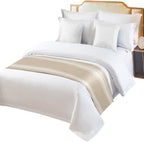 Bed Runner for Cal.King Size Bed, Beige Striped Bed Scarf Throws for Foot of Bed, Farmhouse Luxurious White Stripes Modern Abstract Art Bedding Protector Bed Runners for Hotel/Home, 102 x 20 Inch