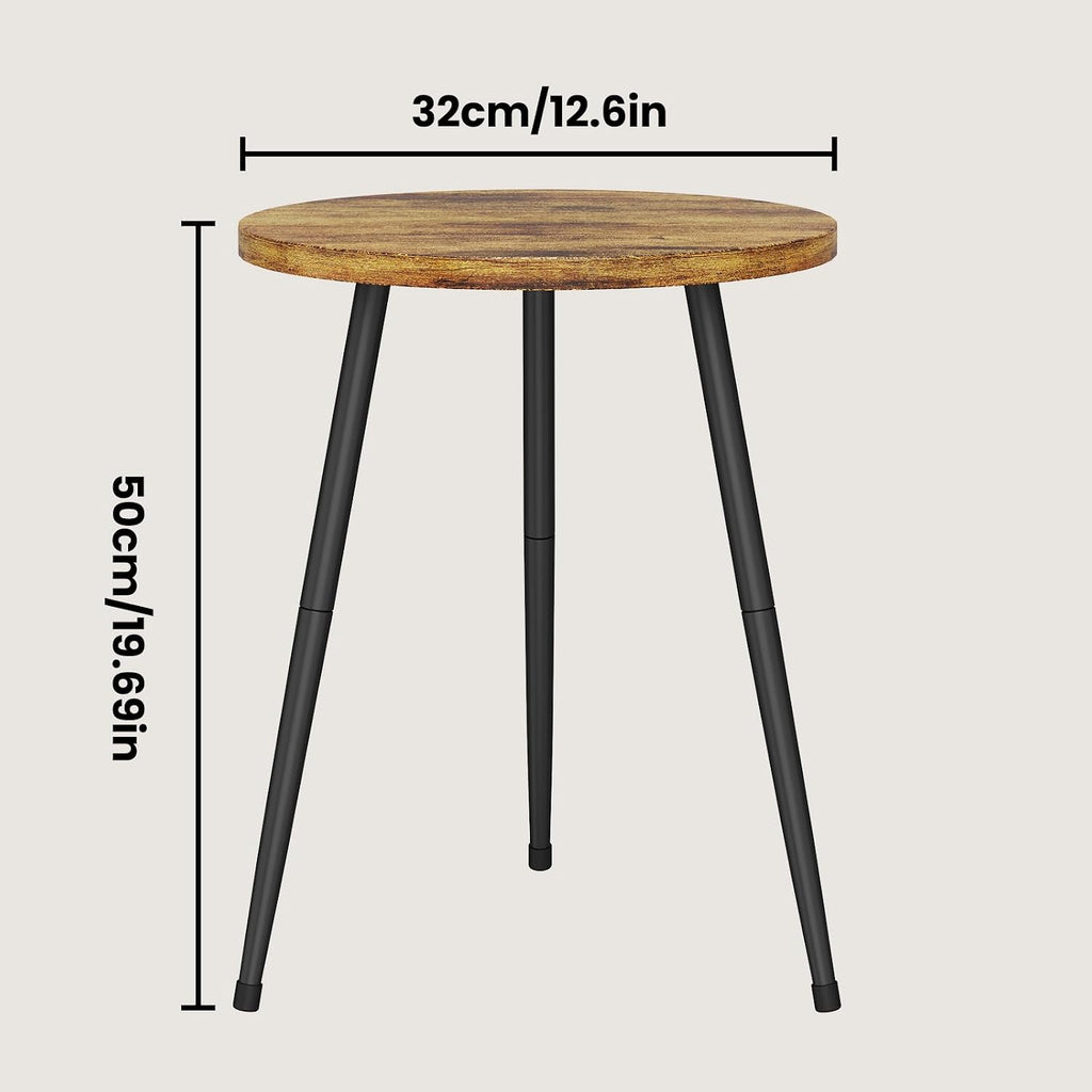 Side Table Small Round End Table Indoor Accent Table for Small Spaces Black Metal Industrial Nightstand for Bedroom, Living Room, Office.