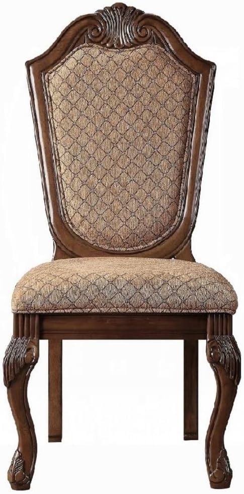 Kitchen Furniture Set 9pc Formal Dining Table Set Include 1 Dining Table, 6 Side Chairs and 2 Arm Chairs, 8-Person Solid Wood Extendable Dining Set (Cherry&Fabric)
