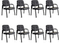 CLATINA Waiting Room Guest Chair with Bonded Leather Padded Arm Rest for Office Reception and Conference Desk Black 8 Pack