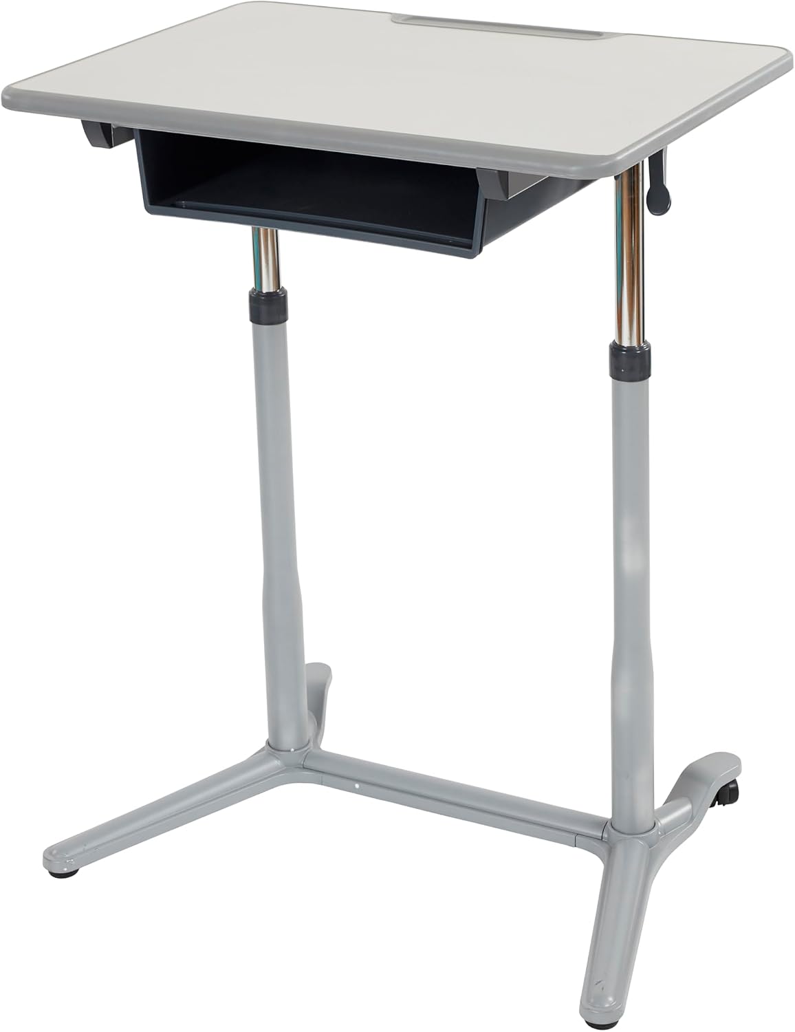 Mobile Adjustable Student Standing Desk, Portable Workstation, Grey