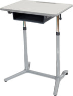 Mobile Adjustable Student Standing Desk, Portable Workstation, Grey