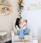 Nurture& Gliding Ottoman - Premium Ottoman Footrest for Nursery or Living Room, Features Premium, Stain-Resistant Performance Fabric in a Sleek, Smooth Glide Design. (Ivory)