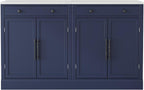 SOFTSEA Modern Freestanding Kitchen Pantry with 2 Door Shelves, Sideboard Buffet Cabinet with Drawer, Coffee Bar Cabinet with 2 Adjustable Shelves for Dining Kitchen Living Room, Set of 2, Blue