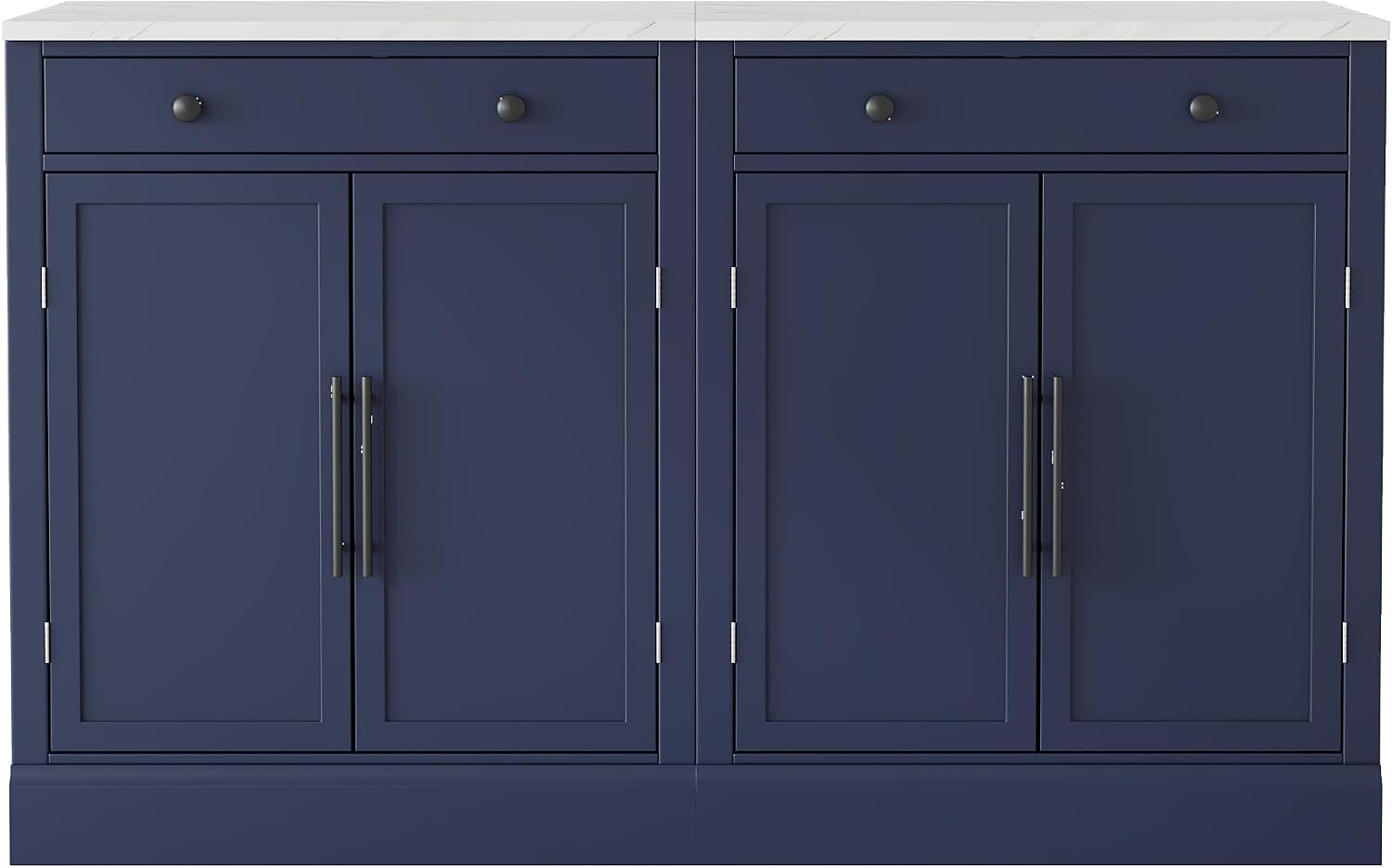 SOFTSEA Modern Freestanding Kitchen Pantry with 2 Door Shelves, Sideboard Buffet Cabinet with Drawer, Coffee Bar Cabinet with 2 Adjustable Shelves for Dining Kitchen Living Room, Set of 2, Blue