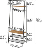 IDEALHOUSE Coat Rack Shoe Bench with 5 Hooks, Hall Trees Entryway Bench with Storage, Multifunctional Hallway Organizer, Wood Look Accent Furniture with Metal Frame for Entryway, Living Room, Bedroom