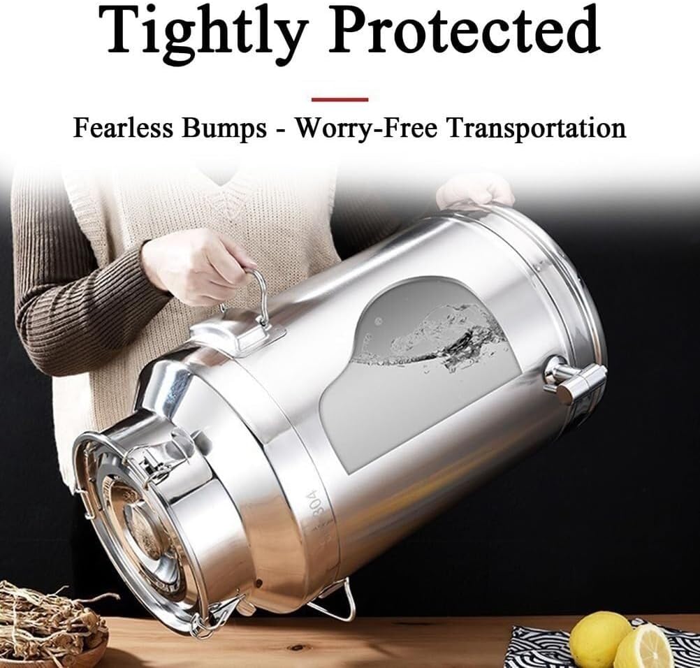 Milk Jug Sealed Tank 304 Stainless Steel Milk Transport Cans Bucket Milk Fermentation Tank Milk Wine Bucket Oil Tea Tank with Faucet for Liquid Storage and Transport(9.25Gal/35L)