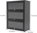 3 Tier Bamboo Kitchen Storage Shelf Countertop Cabinet Pantry, Kitchen Cabinet Spice Rack Shelf with Flip Up Doors Small Cupboard Food Pantry Cabinets