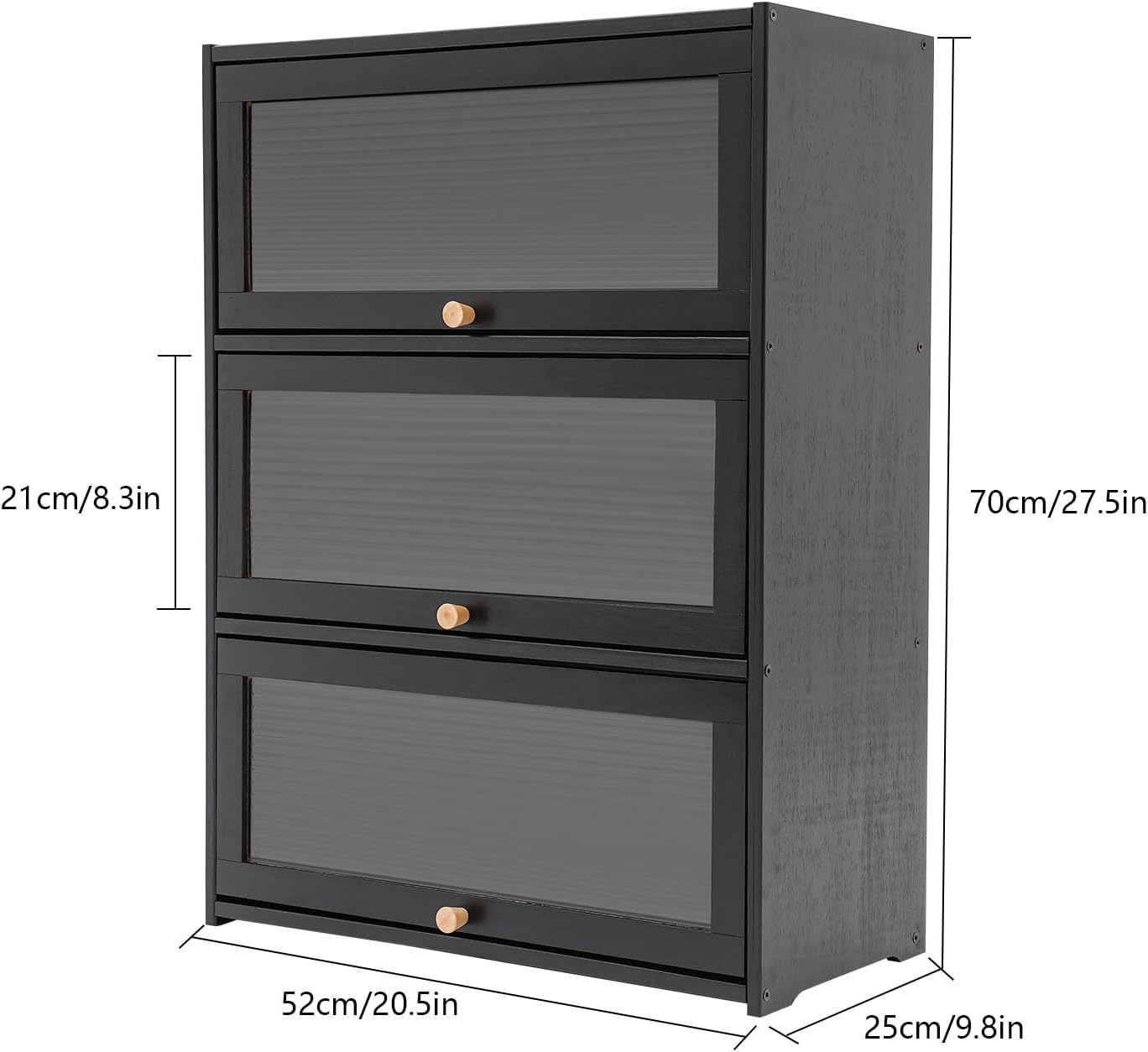 3 Tier Bamboo Kitchen Storage Shelf Countertop Cabinet Pantry, Kitchen Cabinet Spice Rack Shelf with Flip Up Doors Small Cupboard Food Pantry Cabinets
