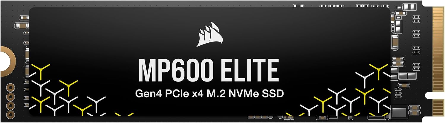 Corsair MP600 Elite 2TB M.2 PCIe Gen4 x4 NVMe SSD – M.2 2280 – Up to 7,000MB/sec Sequential Read – High-Density 3D TLC NAND – Black