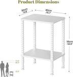 Side Table, Small End Table, 2-Tier Nightstand with Storage Shelves, Coffee Table for Small Spaces, Curved Design, Sofa Table for Living Room, Bedroom, White