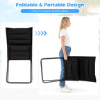 Set of 2 Folding Outdoor Chairs, Portable Padded Sling Lounger for Beach, Garden, Patio, Lawn, Poolside - Comfortable Recliner in Black Black 90 x 57 x 87cm