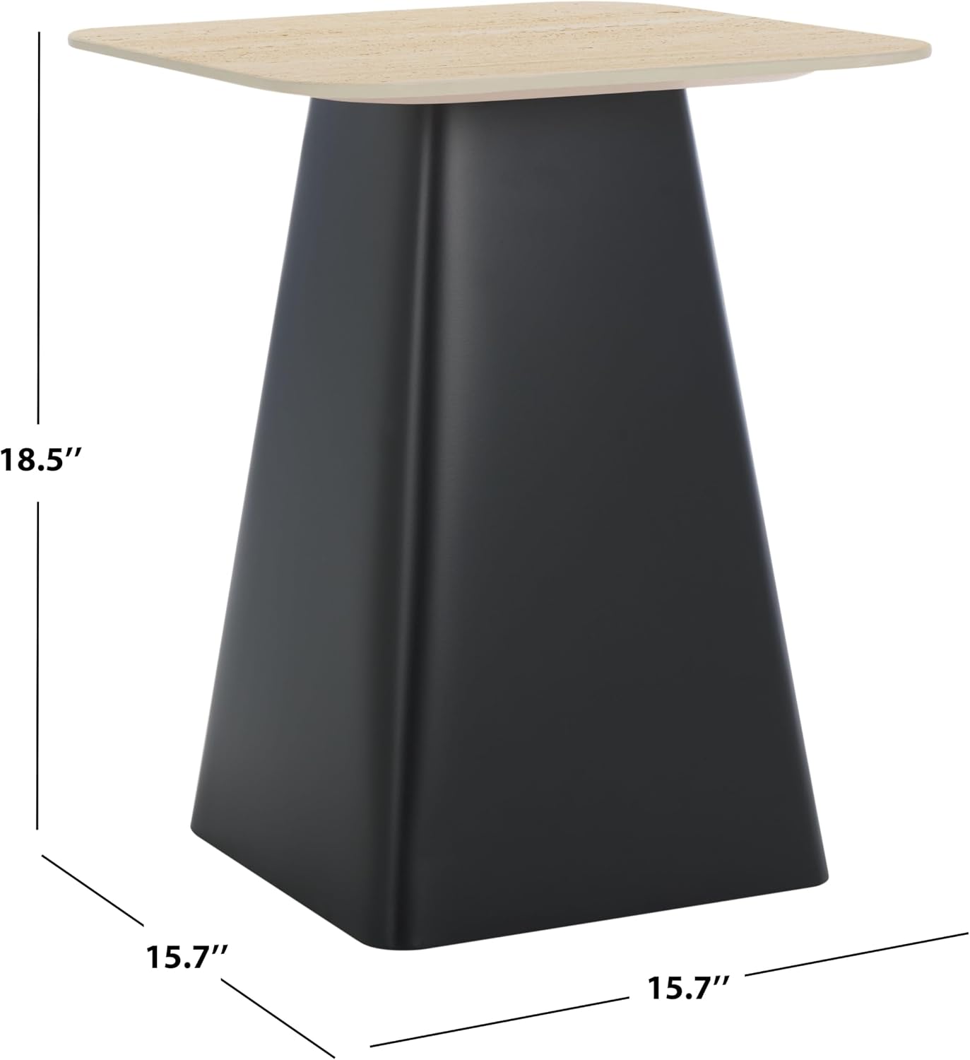 SAFAVIEH Home Collection - Fedo Tall Side Table, Beige & Black Porcelain Accent Table with Square Top, Fully Assembled (ACC2904A)