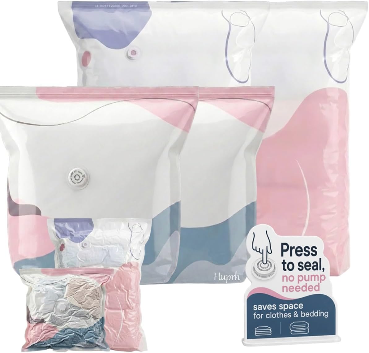 No‑pump Vacuum Storage Bags Aneed Family, Press & Seal, No Pump Needed, Saves Space, Reusable, 3D Compression Organization, Keeps Clothes Dry & Dust‑free for Bedding, Off‑season Gear