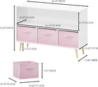 PVWIIK Kids 2-Tier Bookcase with Collapsible Fabric Drawers,Toy Storage Cabinet Organizer,Book Display Storage Cabinet Organizer,Cute for Playroom Livingroom,White/Pink